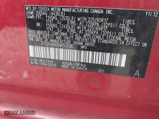 2012 Toyota RAV4 with VIN 2T3ZF4DV0CW152606, listed as a IAAI auction lot 41128479 with 3,102,023 mi miles. Bid and sale history available at carsss.com. Image 9.