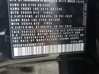 2024 Volkswagen Tiguan SE R-Line Black z VIN 3VVCB7AX8RM072281, wystawiony jako Copart lot #54356745 z przebiegiem 10 562 mil mil oraz Szkoda całkowita • Salvage title. Historia ofert i sprzedaży dostępna na DreamBid. Obrazek 14.