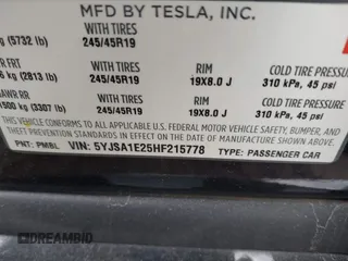 2017 Tesla Model S 100D with VIN 5YJSA1E25HF215778, listed as a IAAI auction lot 41692605 with Not Provided miles and . Bid and sale history available at DreamBid. Image 9.