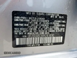 2024 Subaru Crosstrek z VIN JF2GUABC6RH243490, wystawiony jako Copart lot #57110855 z przebiegiem 15 415 mil mil oraz Szkoda całkowita • Salvage title. Historia ofert i sprzedaży dostępna na DreamBid. Obrazek 13.