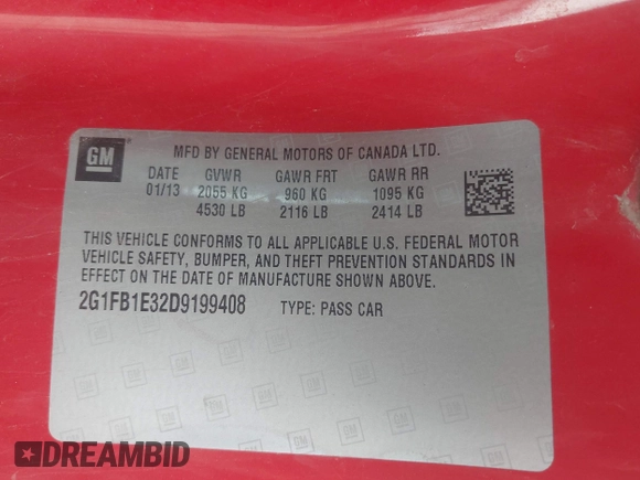 2013 Chevrolet Camaro LT z VIN 2G1FB1E32D9199408, wystawiony jako IAAI lot #42140199 z przebiegiem 204 629 mil mil oraz . Historia ofert i sprzedaży dostępna na DreamBid. Obrazek 9.