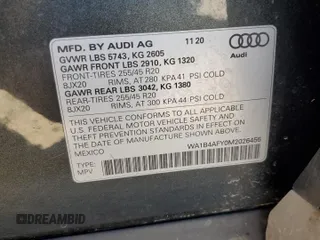 2021 Audi SQ5 Premium Plus with VIN WA1B4AFY0M2026456, listed as a Copart auction lot 77312444 with 74,103 mi miles and Salvage Title. Bid and sale history available at DreamBid. Image 13.