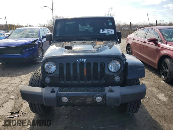 2014 Jeep Wrangler Unlimited Sahara with VIN 1C4BJWEG1EL107711, listed as a Copart auction lot 46976855 with 0 mi miles and Salvage Title. Bid and sale history available at carsss.com. Image 5.