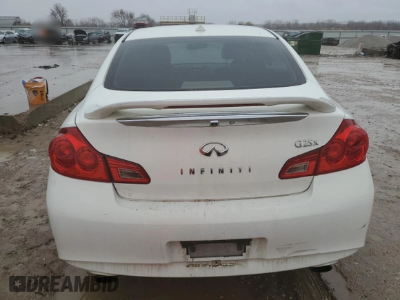 2011 Infiniti G25 x z VIN JN1DV6AR1BM650229, wystawiony jako Copart lot #47320395 z przebiegiem 167 404 mil mil oraz Szkoda całkowita • Salvage title. Historia ofert i sprzedaży dostępna na DreamBid. Obrazek 6.