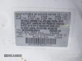 2016 Nissan Versa SV with VIN 3N1CN7AP9GL826414, listed as a IAAI auction lot 41240500 with 94,988 mi miles. Bid and sale history available at carsss.com. Image 9.