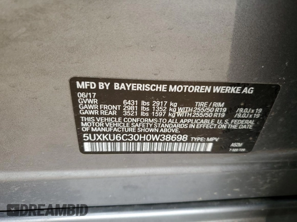2017 BMW X6 z VIN 5UXKU6C30H0W38698, wystawiony jako Copart lot #45477434 z przebiegiem 65 134 mil mil oraz . Historia ofert i sprzedaży dostępna na DreamBid. Obrazek 14.