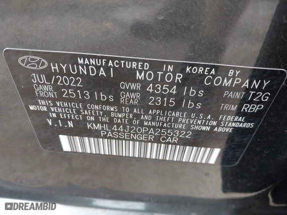 2023 Hyundai Sonata SEL Plus with VIN KMHL44J20PA255322, listed as a IAAI auction lot 41652445 with 31,672 mi miles. Bid and sale history available at carsss.com. Image 9.