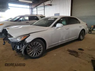 2017 Genesis G90 5.0L Ultimate with VIN KMHG54JH7HU029720, listed as a Copart auction lot 87555835 with 0 mi miles and Salvage Title. Bid and sale history available at carsss.com. Image 1.