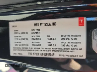 2018 Tesla Model 3 Long Range Battery z VIN 5YJ3E1EB8JF070461, wystawiony jako Copart lot #58379905 z przebiegiem 49 178 mil mil oraz Tytuł czysty. Historia ofert i sprzedaży dostępna na DreamBid. Obrazek 10.