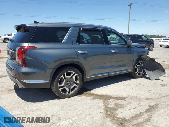 2023 Hyundai Palisade Limited z VIN KM8R54GE9PU624654, wystawiony jako Copart lot #57507355 z przebiegiem 14 600 mil mil oraz Szkoda całkowita • Salvage title. Historia ofert i sprzedaży dostępna na DreamBid. Obrazek 3.