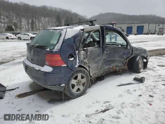 2000 Volkswagen Golf z VIN WVWGC21J1YW247691, wystawiony jako Copart lot #45855605 z przebiegiem Nie podano mil oraz Szkoda całkowita • Salvage title. Historia ofert i sprzedaży dostępna na DreamBid. Obrazek 3.
