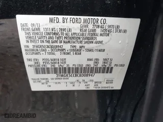 2012 Ford Flex SEL with VIN 2FMGK5CC8CBD08947, listed as a IAAI auction lot 41565237 with 284,635 mi miles. Bid and sale history available at carsss.com. Image 9.