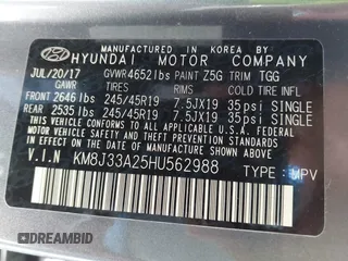 2017 Hyundai Tucson Sport z VIN KM8J33A25HU562988, wystawiony jako IAAI lot #41755874 z przebiegiem 112 000 mil mil oraz . Historia ofert i sprzedaży dostępna na DreamBid. Obrazek 9.