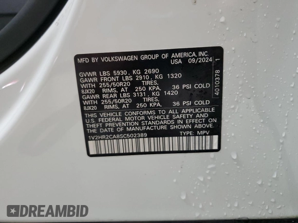 2025 Volkswagen Atlas SE z VIN 1V2HR2CA8SC502389, wystawiony jako Copart lot #51980025 z przebiegiem 10 753 mil mil oraz Czysty tytuł • Clean title. Historia ofert i sprzedaży dostępna na DreamBid. Obrazek 13.