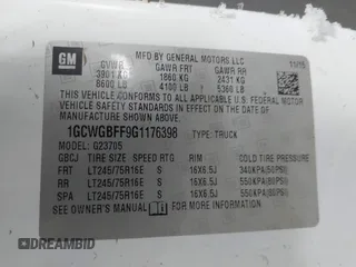 2016 Chevrolet Express Cargo Van with VIN 1GCWGBFF9G1176398, listed as a IAAI auction lot 41338842 with 329,520 mi miles. Bid and sale history available at carsss.com. Image 9.
