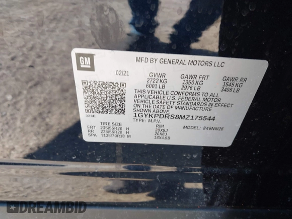 2021 Cadillac XT6 Premium Luxury z VIN 1GYKPDRS8MZ175544, wystawiony jako IAAI lot #41591775 z przebiegiem 39 290 mil mil oraz . Historia ofert i sprzedaży dostępna na DreamBid. Obrazek 9.