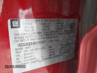 2016 Chevrolet Colorado 2WD LT with VIN 1GCGSCEA4G1115667, listed as a IAAI auction lot 42498064 with Not provided miles and . Bid and sale history available at DreamBid. Image 9.