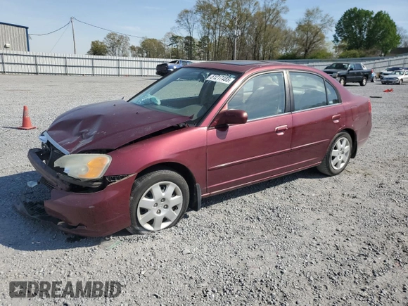 2002 Honda Civic EX with VIN 1HGES26792L063844, listed as a Copart auction lot 51217485 with 188,770 mi miles and Salvage Title. Bid and sale history available at DreamBid. Image 1.