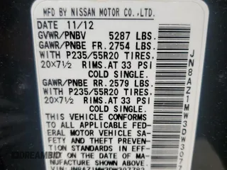 2013 Nissan Murano SV with VIN JN8AZ1MW3DW307782, listed as a Copart auction lot 54983695 with 141,318 mi miles and Clean Title. Bid and sale history available at carsss.com. Image 13.