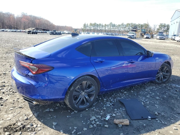 2021 Acura TLX w/A-Spec Package with VIN 19UUB5F56MA013302, listed as a Copart auction lot 50622565 with 47,059 mi miles and Salvage Title. Bid and sale history available at carsss.com. Image 3.