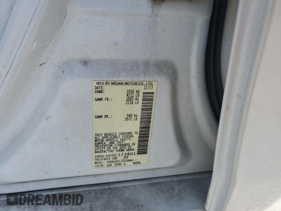 2014 Nissan Altima 2.5 S with VIN 1N4AL3AP2EC173801, listed as a Copart auction lot 52800505 with 212,921 mi miles and Salvage Title. Bid and sale history available at carsss.com. Image 12.