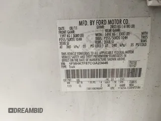 2012 Ford Explorer Limited с VIN 1FMHK7F87CGA23446, выставлен на аукционе IAAI как лот 42575148 с пробегом 158 574 миль миль и . История ставок и продаж доступна на DreamBid. Изображение 9.