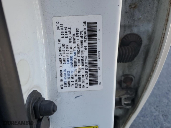 2014 Honda Accord Sedan EX-L with VIN 1HGCR3F82EA002367, listed as a Copart auction lot 49632825 with 0 mi miles and Salvage Title. Bid and sale history available at carsss.com. Image 12.