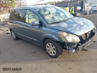 2008 Nissan Quest S with VIN 5N1BV28U48N107186, listed as a IAAI auction lot 41222371 with 187,781 mi miles. Bid and sale history available at carsss.com. Image 1.