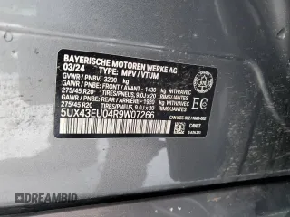 2024 BMW X5 xDrive50e with VIN 5UX43EU04R9W07266, listed as a Copart auction lot 47460445 with 0 mi miles and Salvage Title. Bid and sale history available at carsss.com. Image 12.