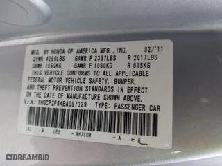 2011 Honda Accord Sdn SE with VIN 1HGCP2F64BA097329, listed as a IAAI auction lot 41688276 with 103,228 mi miles. Bid and sale history available at carsss.com. Image 9.