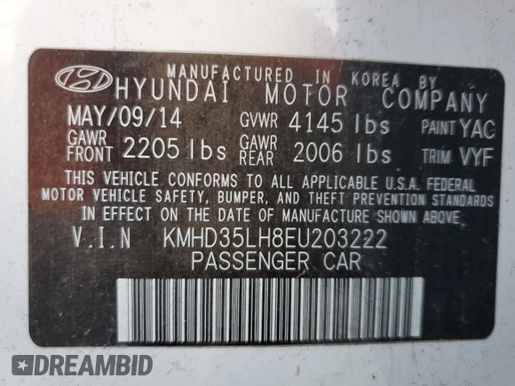2014 Hyundai Elantra with VIN KMHD35LH8EU203222, listed as a Copart auction lot 76104834 with 160,432 mi miles and Clean Title. Bid and sale history available at DreamBid. Image 12.