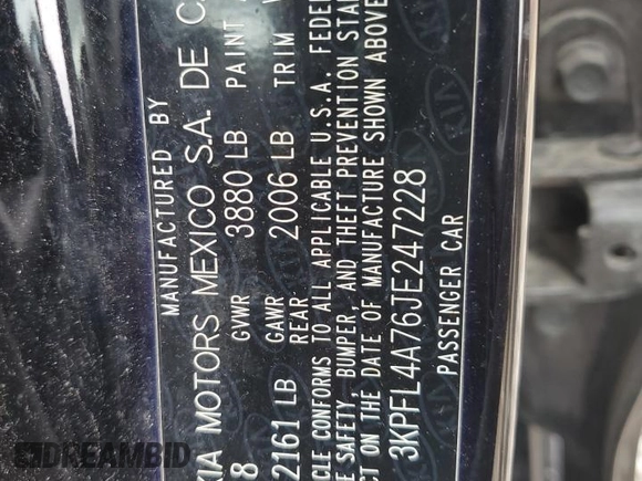 2018 Kia Forte LX with VIN 3KPFL4A76JE247228, listed as a Copart auction lot 51043235 with 145,453 mi miles and Clean Title. Bid and sale history available at carsss.com. Image 12.