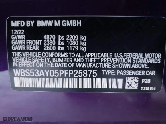 2023 BMW M3 with VIN WBS53AY05PFP25875, listed as a IAAI auction lot 41401010 with 31,011 mi miles. Bid and sale history available at carsss.com. Image 9.