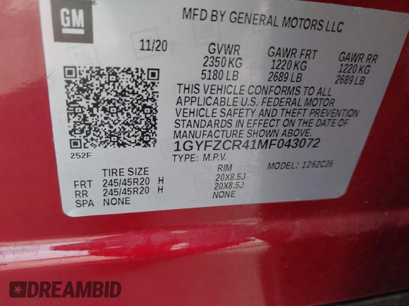 2021 Cadillac XT4 FWD Premium Luxury with VIN 1GYFZCR41MF043072, listed as a IAAI auction lot 41769251 with 31,053 mi miles. Bid and sale history available at carsss.com. Image 9.