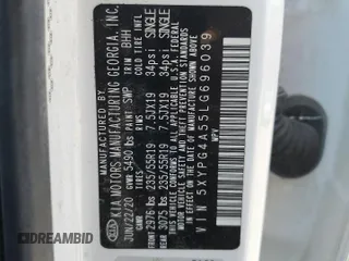 2020 Kia Sorento S z VIN 5XYPG4A55LG696039, wystawiony jako Copart lot #53807265 z przebiegiem 81 001 mil mil oraz Szkoda całkowita • Salvage title. Historia ofert i sprzedaży dostępna na DreamBid. Obrazek 12.