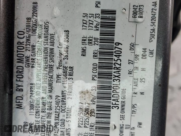 2010 Ford Fusion Hybrid with VIN 3FADP0L3XAR254079, listed as a Copart auction lot 52196855 with 118,015 mi miles and Salvage Title. Bid and sale history available at carsss.com. Image 12.