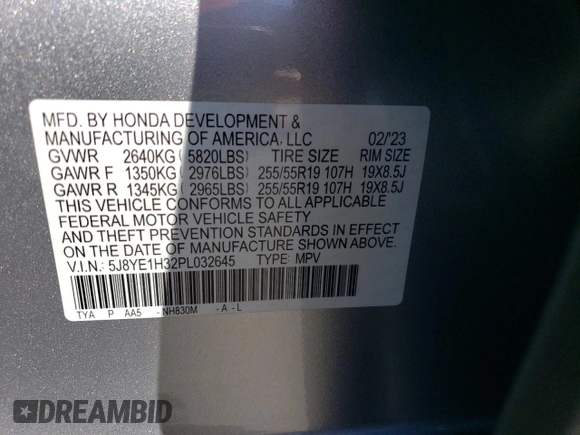 2023 Acura MDX with VIN 5J8YE1H32PL032645, listed as a Copart auction lot 71673994 with 38,961 mi miles and Salvage Title. Bid and sale history available at carsss.com. Image 12.