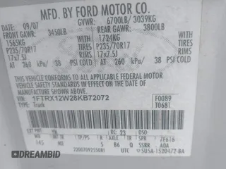 2008 Ford F-150 STX with VIN 1FTRX12W28KB72072, listed as a IAAI auction lot 42046460 with 282,296 mi miles and . Bid and sale history available at carsss.com. Image 9.