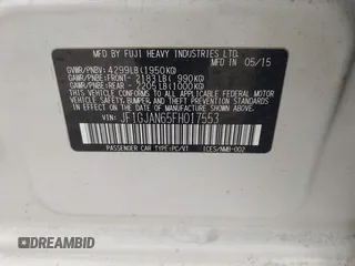 2015 Subaru Impreza Limited z VIN JF1GJAN65FH017553, wystawiony jako IAAI lot #41721212 z przebiegiem 100 277 mil mil oraz . Historia ofert i sprzedaży dostępna na DreamBid. Obrazek 9.