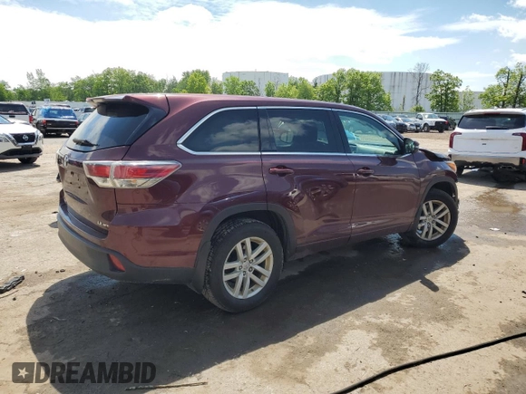 2015 Toyota Highlander LE z VIN 5TDBKRFH7FS117973, wystawiony jako Copart lot #58631385 z przebiegiem 102 642 mil mil oraz Szkoda całkowita • Salvage title. Historia ofert i sprzedaży dostępna na DreamBid. Obrazek 3.