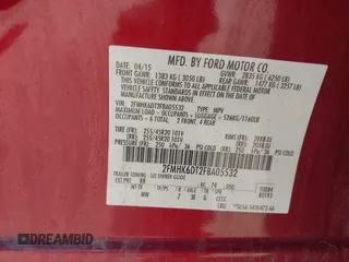 2015 Ford Flex Limited w/EcoBoost with VIN 2FMHK6DT2FBA05532, listed as a IAAI auction lot 41869491 with 84,985 mi miles. Bid and sale history available at carsss.com. Image 9.