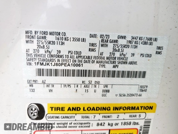 2023 Ford Expedition Max XLT with VIN 1FMJK1J80PEA10061, listed as a Copart auction lot 56744435 with 24,979 mi miles and Salvage title. Bid and sale history available at DreamBid. Image 13.
