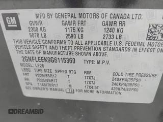2016 Chevrolet Equinox LS with VIN 2GNFLEEK9G6115360, listed as a IAAI auction lot 42025280 with 146,609 mi miles. Bid and sale history available at carsss.com. Image 9.