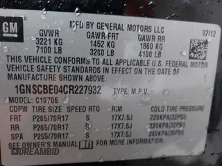 2012 Chevrolet Tahoe LT z VIN 1GNSCBE04CR227932, wystawiony jako IAAI lot #38472865 z przebiegiem 167 457 mil mil oraz . Historia ofert i sprzedaży dostępna na DreamBid. Obrazek 9.
