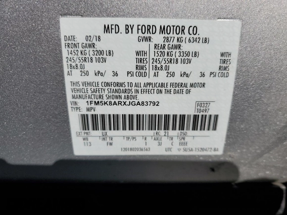 2018 Ford Police Interceptor Utility z VIN 1FM5K8ARXJGA83792, wystawiony jako Copart lot #45118023 z przebiegiem 19 004 mil mil oraz Nie do naprawy • Non repairable. Historia ofert i sprzedaży dostępna na DreamBid. Obrazek 13.