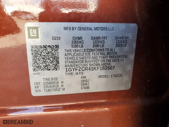 2019 Cadillac XT4 FWD Premium Luxury with VIN 1GYFZCR41KF183507, listed as a Copart auction lot 44728715 with 64,803 mi miles and Salvage Title. Bid and sale history available at carsss.com. Image 15.