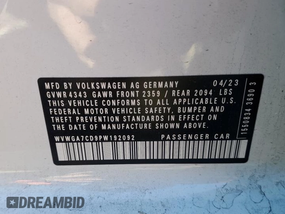 2023 Volkswagen Golf GTI S with VIN WVWGA7CD9PW192092, listed as a Copart auction lot 43199985 with 16,979 mi miles and Salvage Title. Bid and sale history available at carsss.com. Image 14.