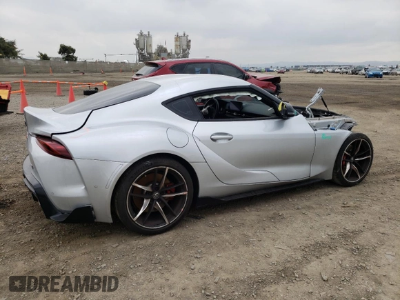 2021 Toyota GR Supra 3.0 with VIN WZ1DB0C03MW042934, listed as a Copart auction lot 45202914 with 34,631 mi miles and Salvage Title. Bid and sale history available at carsss.com. Image 3.