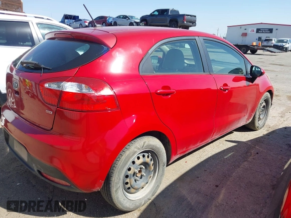2012 Kia Rio LX with VIN KNADM5A35C6058809, listed as a IAAI auction lot 42052025 with 124,266 mi miles. Bid and sale history available at carsss.com. Image 4.