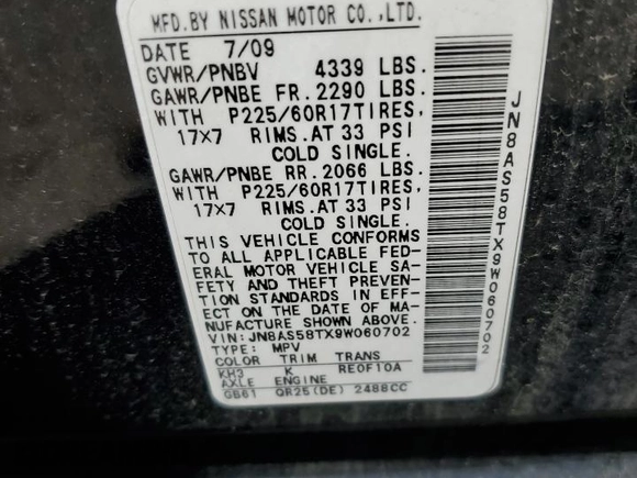 2009 Nissan Rogue SL with VIN JN8AS58TX9W060702, listed as a Copart auction lot 52930415 with 137,720 mi miles and Salvage Title. Bid and sale history available at DreamBid. Image 15.